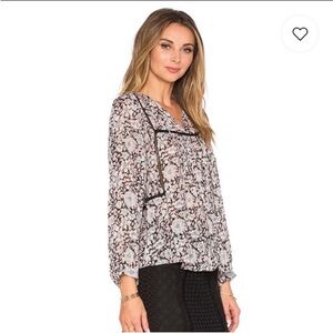 EUC Rebecca Taylor Lindsay blouse in pink and black floral print